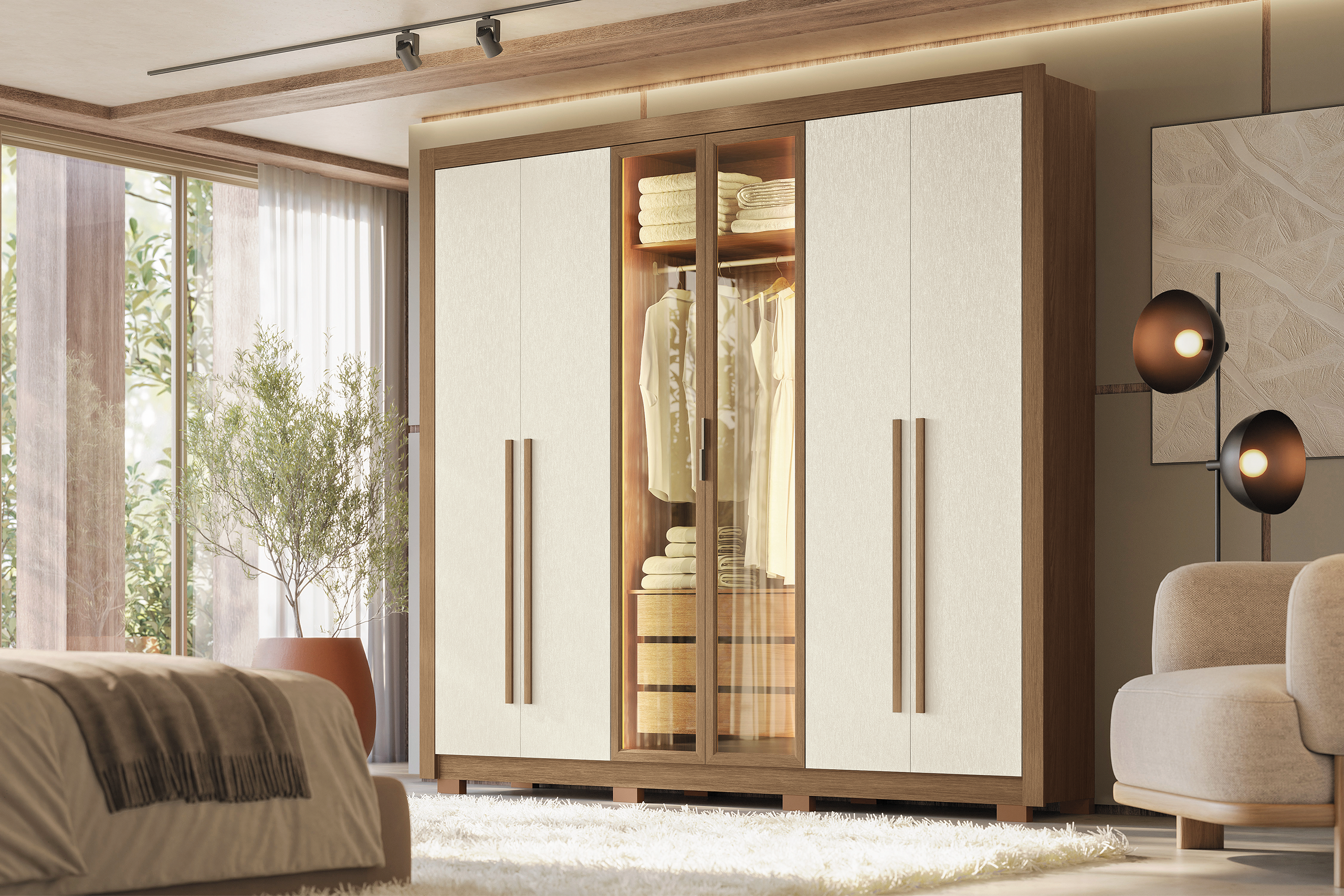 Guarda-Roupa Miletto com Reflecta e LED